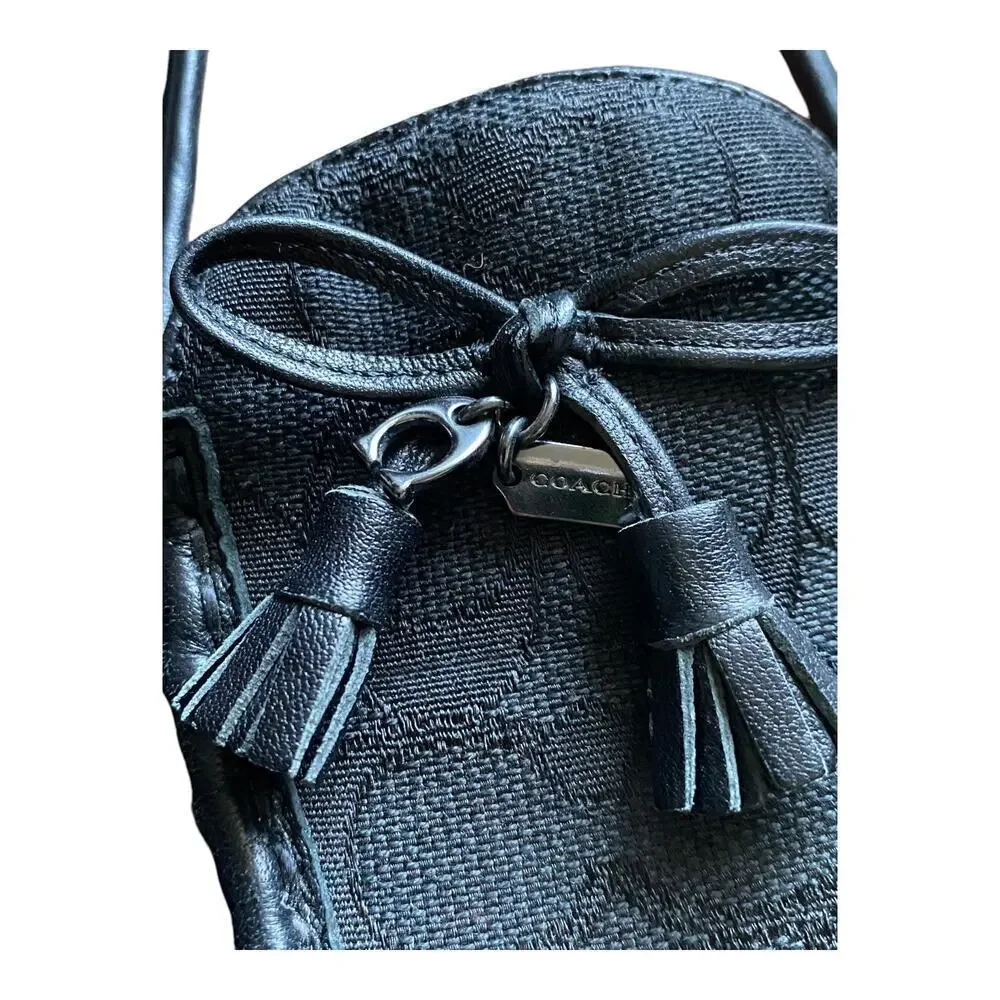 COACH Signature C Loafers Black Leather Driving Moccasin Women's 6.5 B Classic